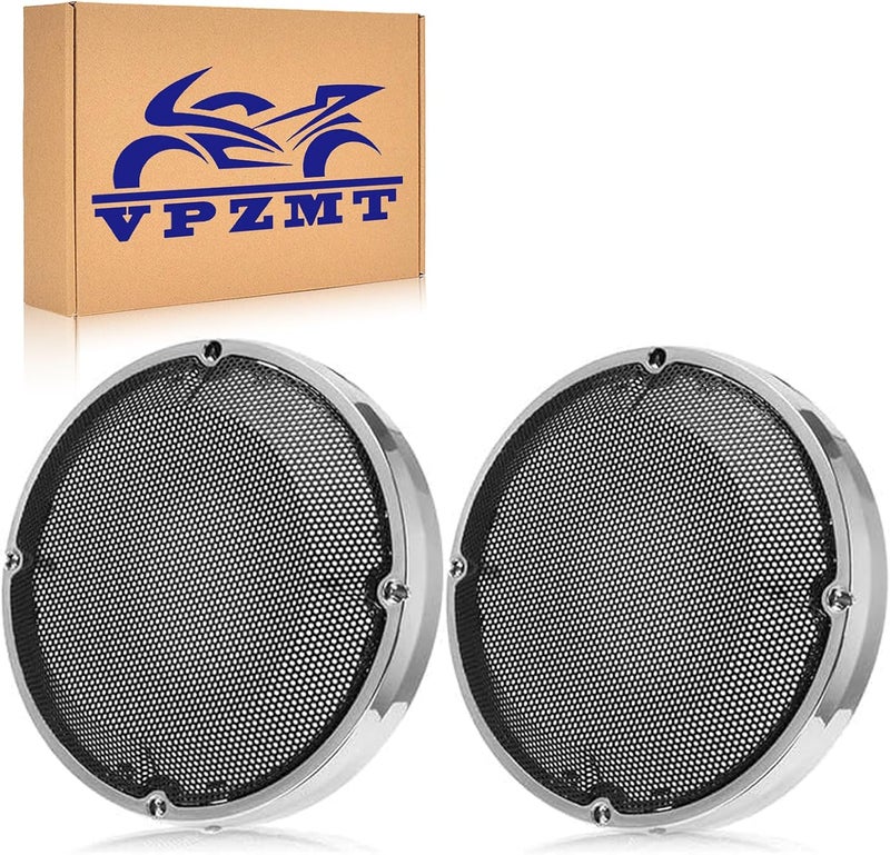 VPZMT 6.5" Speaker Grill Cover for Saddlebag/Lids Lower Leg Vented Fairing for Harley Touring/Street Glide/Electra Glide/Road King/Road Glide/Ultra Limited 1983-2023 Modles (Chrome) - Image 1